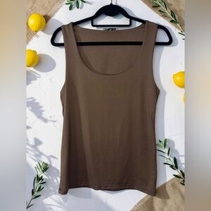 Zara Olive Brown Scoop Neck Tank Top